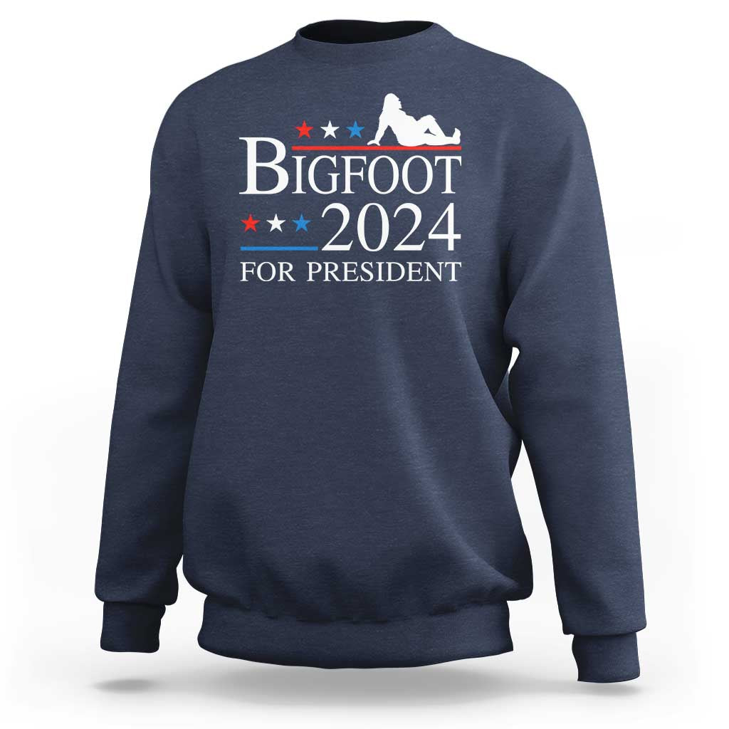 Funny Bigfoot For President Sweatshirt Vote Sexy Sasquatch American Flag Star - Wonder Print Shop