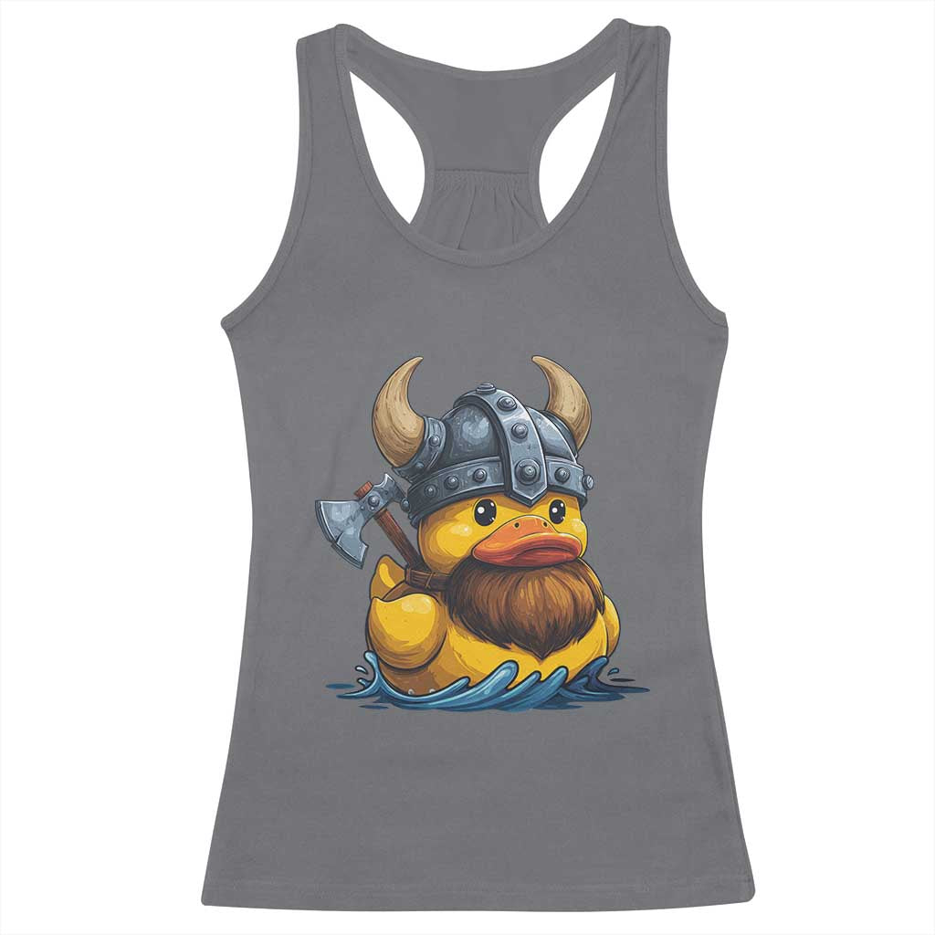 Rubber Duck Viking Warrior Norse Mythology Racerback Tank Top - Wonder Print Shop