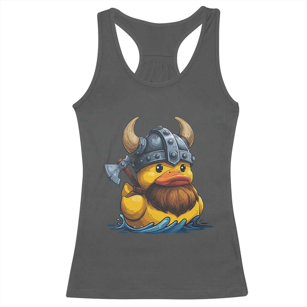 Rubber Duck Viking Warrior Norse Mythology Racerback Tank Top - Wonder Print Shop