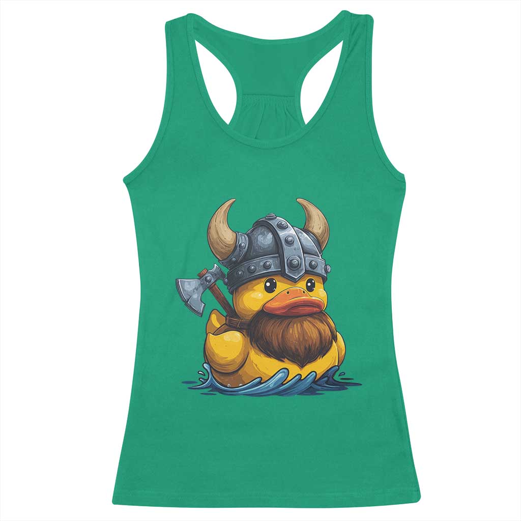 Rubber Duck Viking Warrior Norse Mythology Racerback Tank Top - Wonder Print Shop