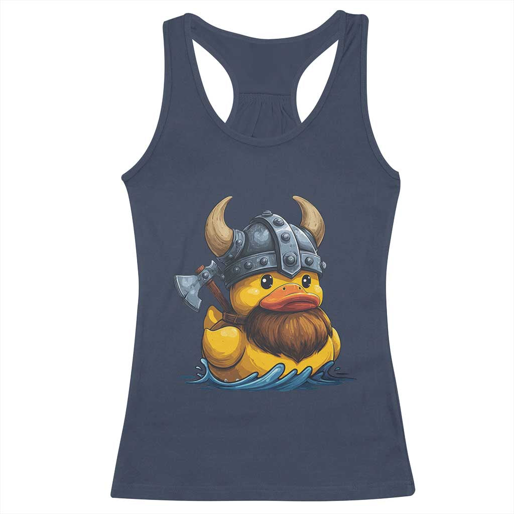 Rubber Duck Viking Warrior Norse Mythology Racerback Tank Top - Wonder Print Shop