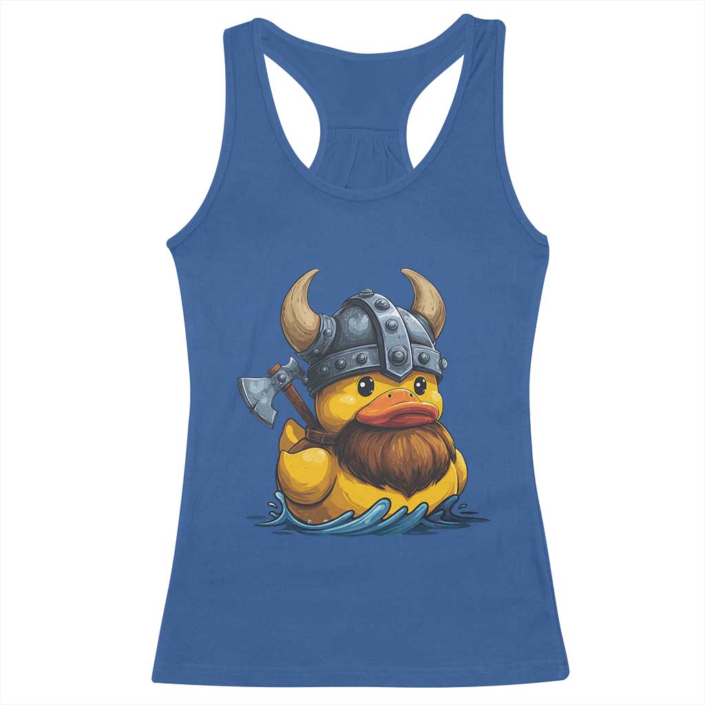 Rubber Duck Viking Warrior Norse Mythology Racerback Tank Top - Wonder Print Shop