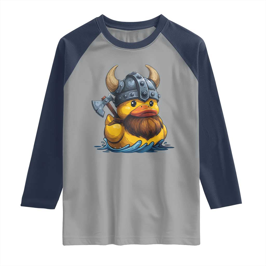 Rubber Duck Viking Warrior Norse Mythology Raglan Shirt - Wonder Print Shop