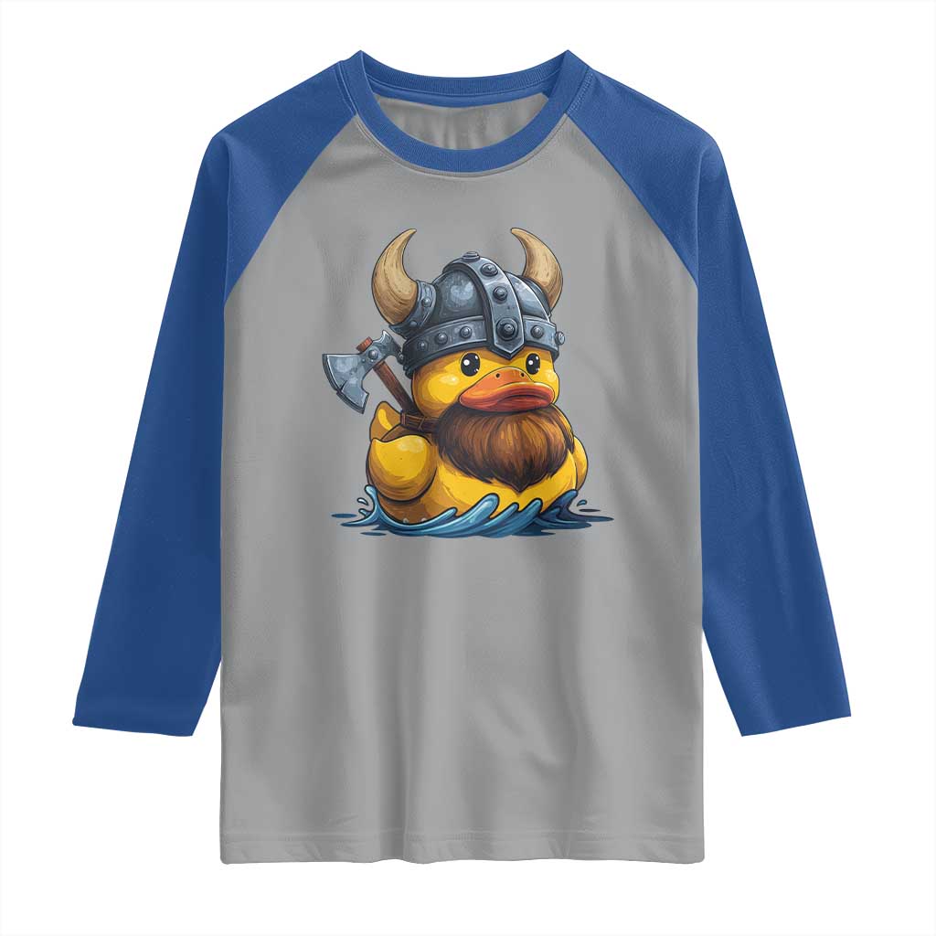 Rubber Duck Viking Warrior Norse Mythology Raglan Shirt - Wonder Print Shop