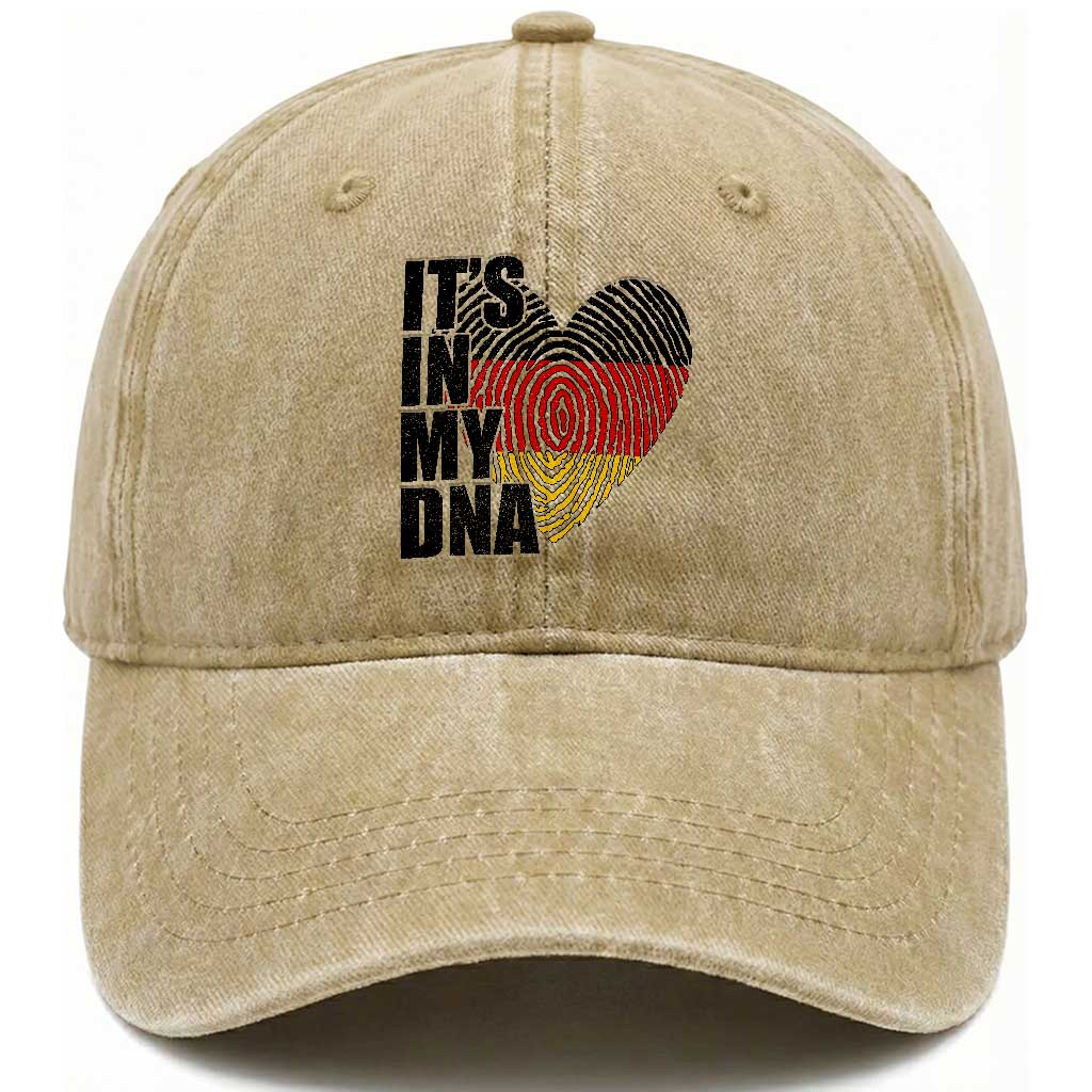 German Pride Washed Cotton Baseball Cap It Is In My DNA Patriotic Germany Flag