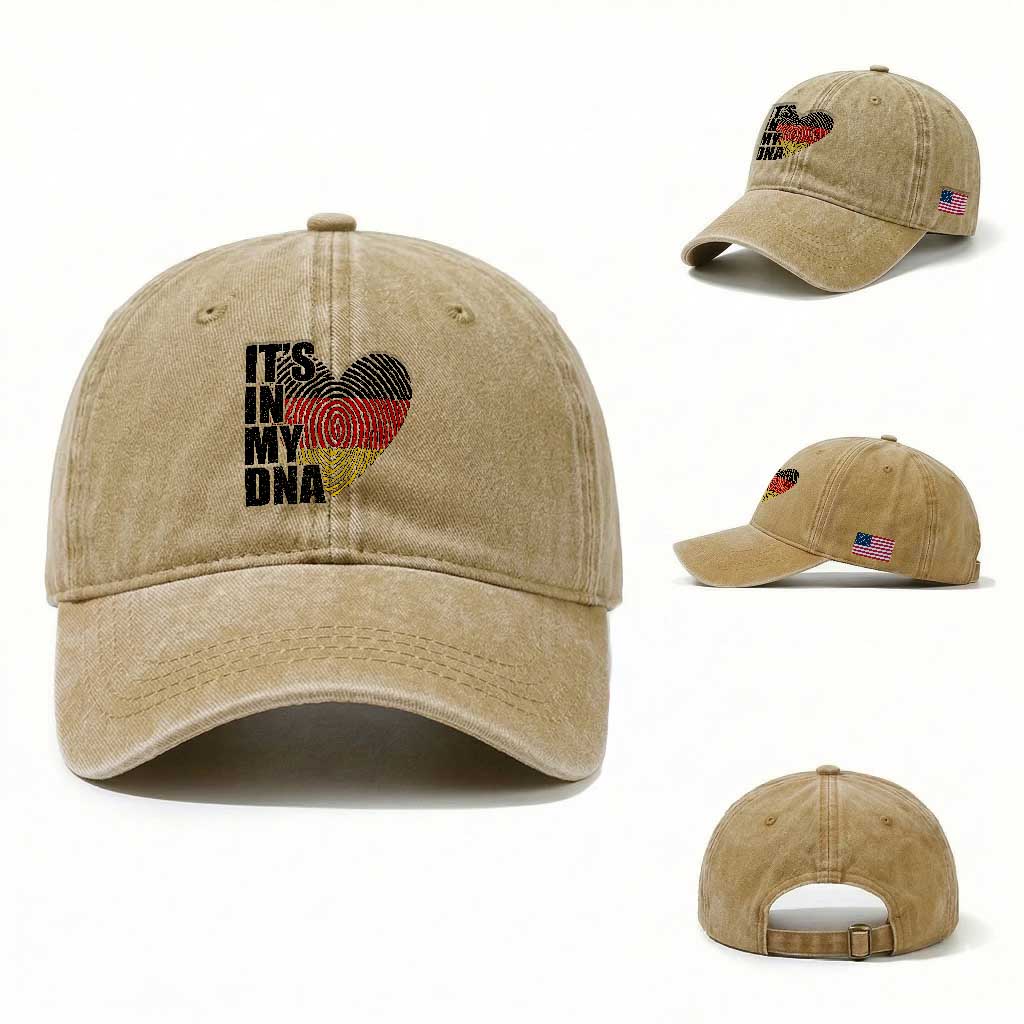 German Pride Washed Cotton Baseball Cap It Is In My DNA Patriotic Germany Flag
