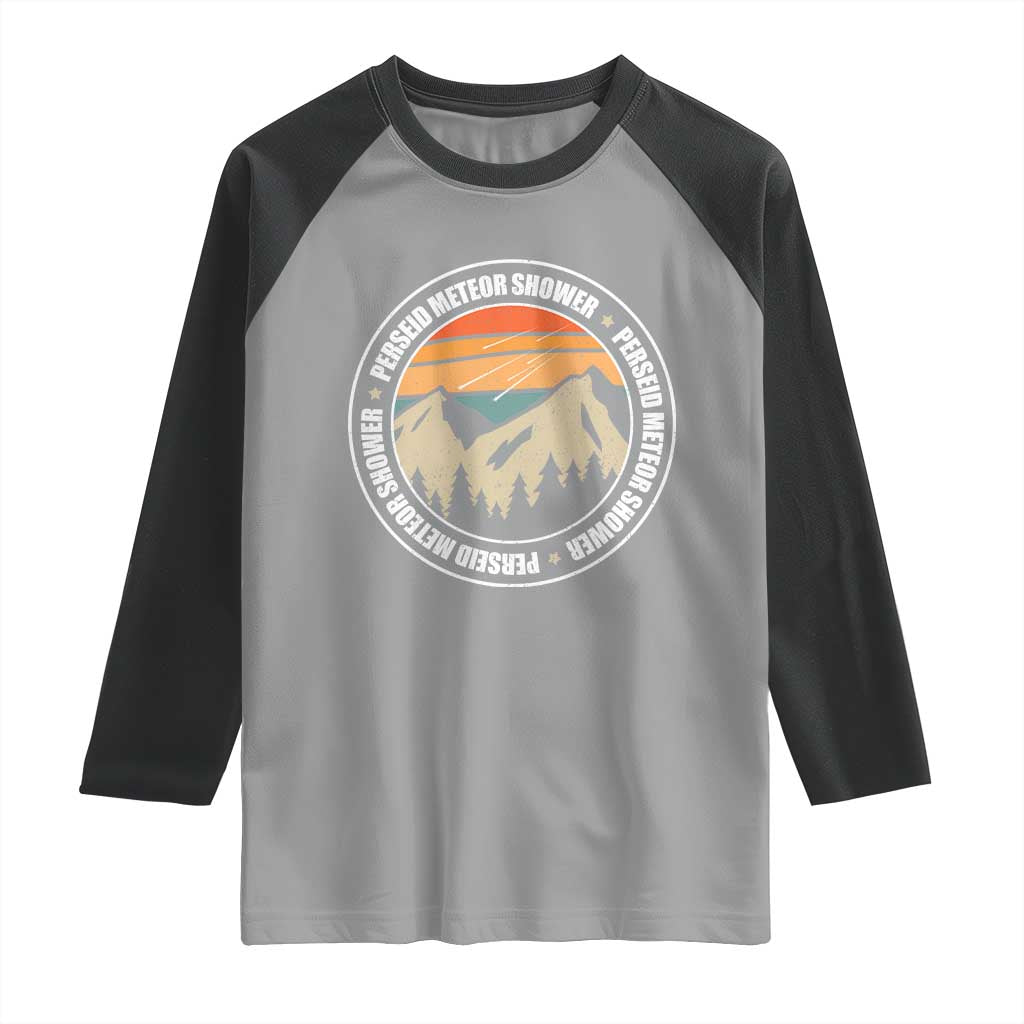Perseid Meteor Shower Raglan Shirt Shooting Stars Astronomy Vintage Retro Mountain - Wonder Print Shop