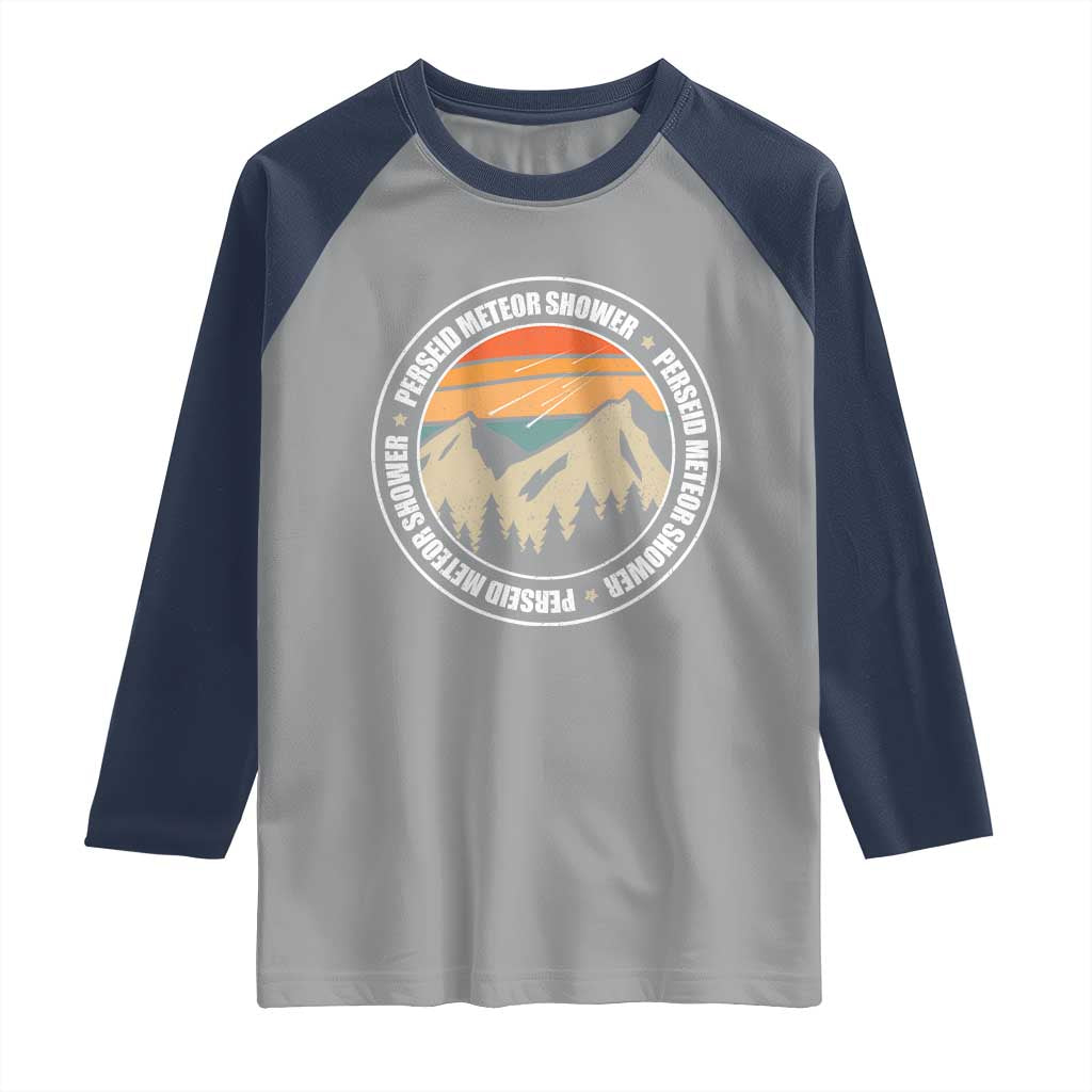 Perseid Meteor Shower Raglan Shirt Shooting Stars Astronomy Vintage Retro Mountain - Wonder Print Shop