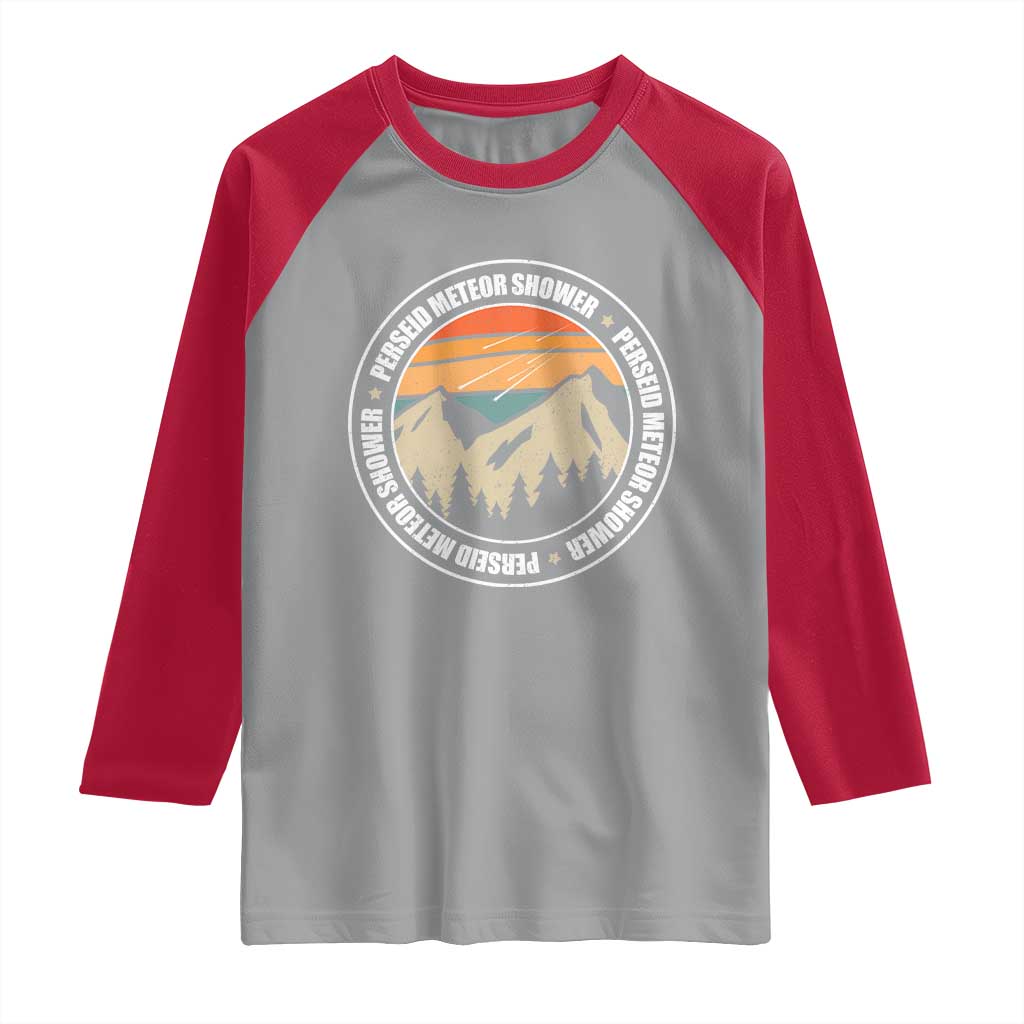Perseid Meteor Shower Raglan Shirt Shooting Stars Astronomy Vintage Retro Mountain - Wonder Print Shop