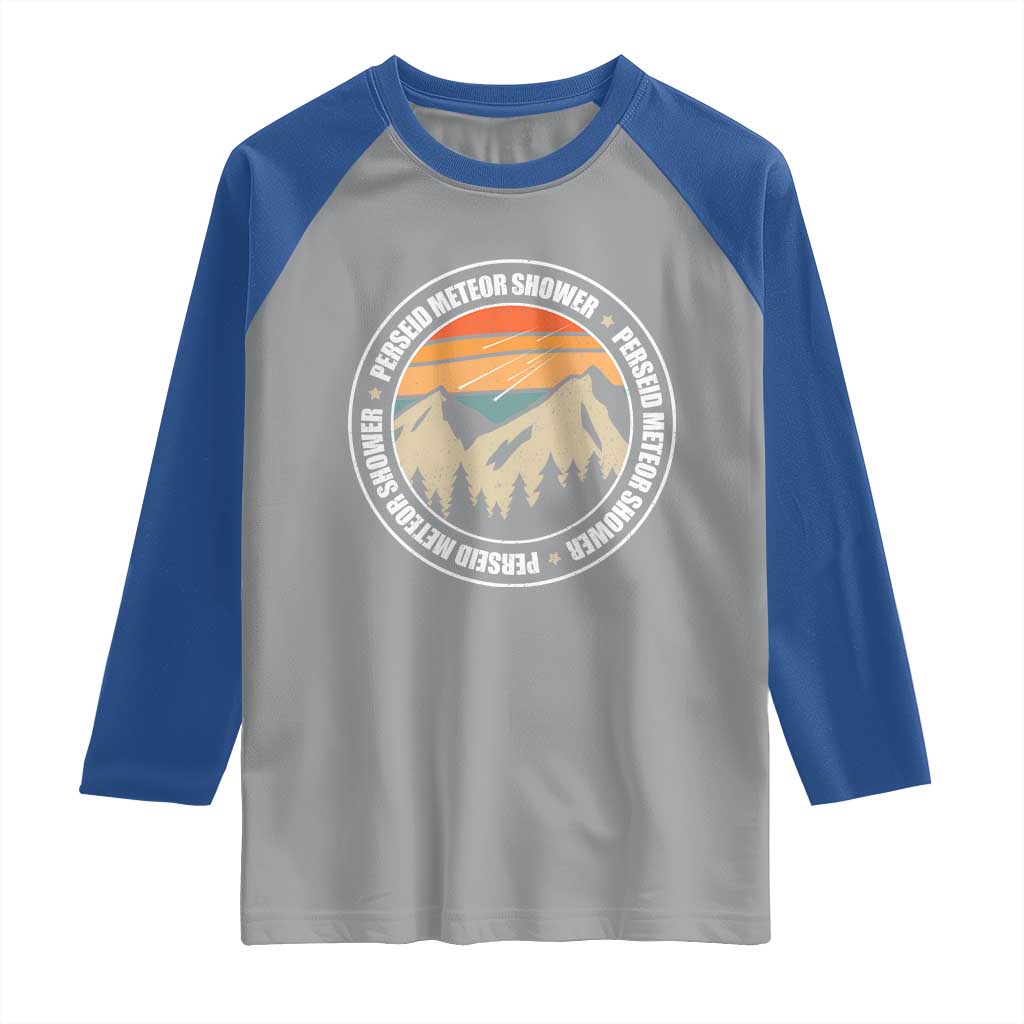Perseid Meteor Shower Raglan Shirt Shooting Stars Astronomy Vintage Retro Mountain - Wonder Print Shop