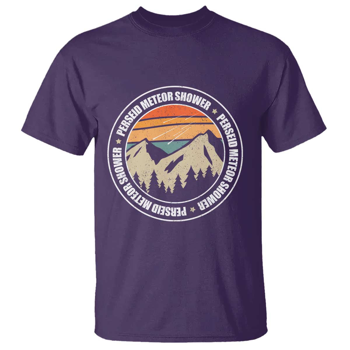 Perseid Meteor Shower T Shirt Shooting Stars Astronomy Vintage Retro Mountain - Wonder Print Shop