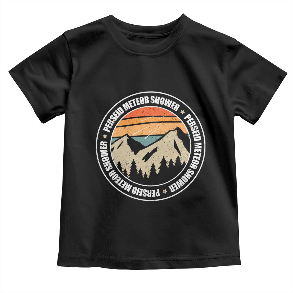 Perseid Meteor Shower Toddler T Shirt Shooting Stars Astronomy Vintage Retro Mountain - Wonder Print Shop