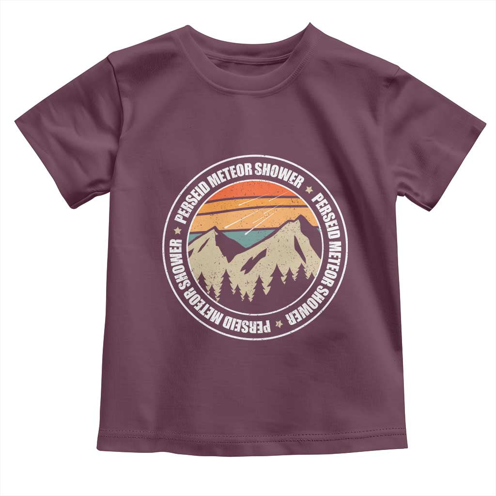 Perseid Meteor Shower Toddler T Shirt Shooting Stars Astronomy Vintage Retro Mountain - Wonder Print Shop