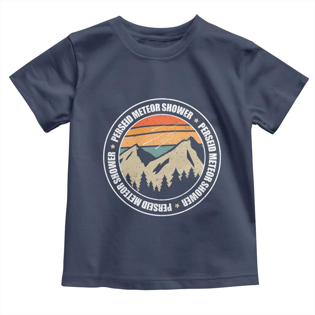 Perseid Meteor Shower Toddler T Shirt Shooting Stars Astronomy Vintage Retro Mountain - Wonder Print Shop