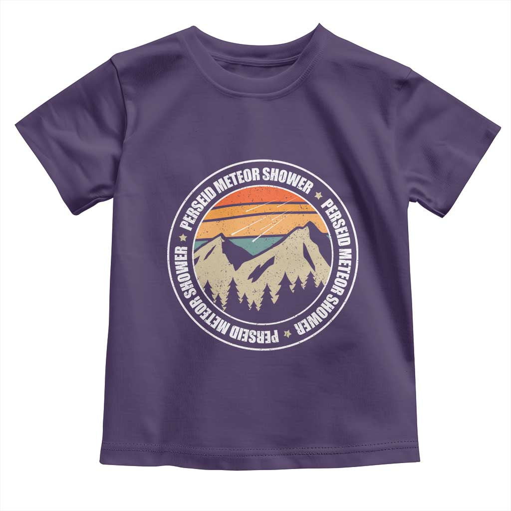 Perseid Meteor Shower Toddler T Shirt Shooting Stars Astronomy Vintage Retro Mountain - Wonder Print Shop