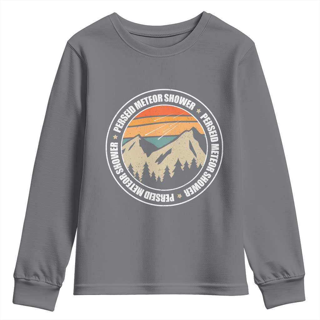 Perseid Meteor Shower Youth Sweatshirt Shooting Stars Astronomy Vintage Retro Mountain - Wonder Print Shop