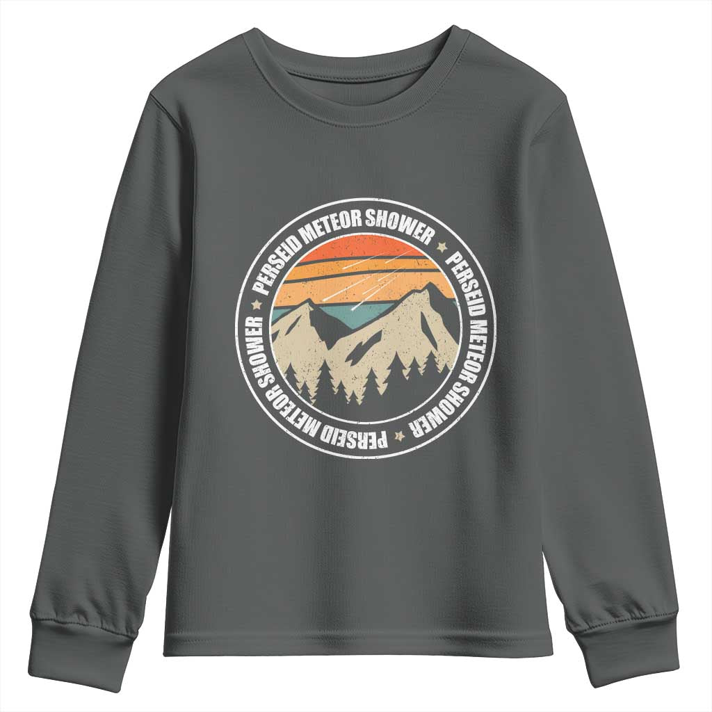 Perseid Meteor Shower Youth Sweatshirt Shooting Stars Astronomy Vintage Retro Mountain - Wonder Print Shop