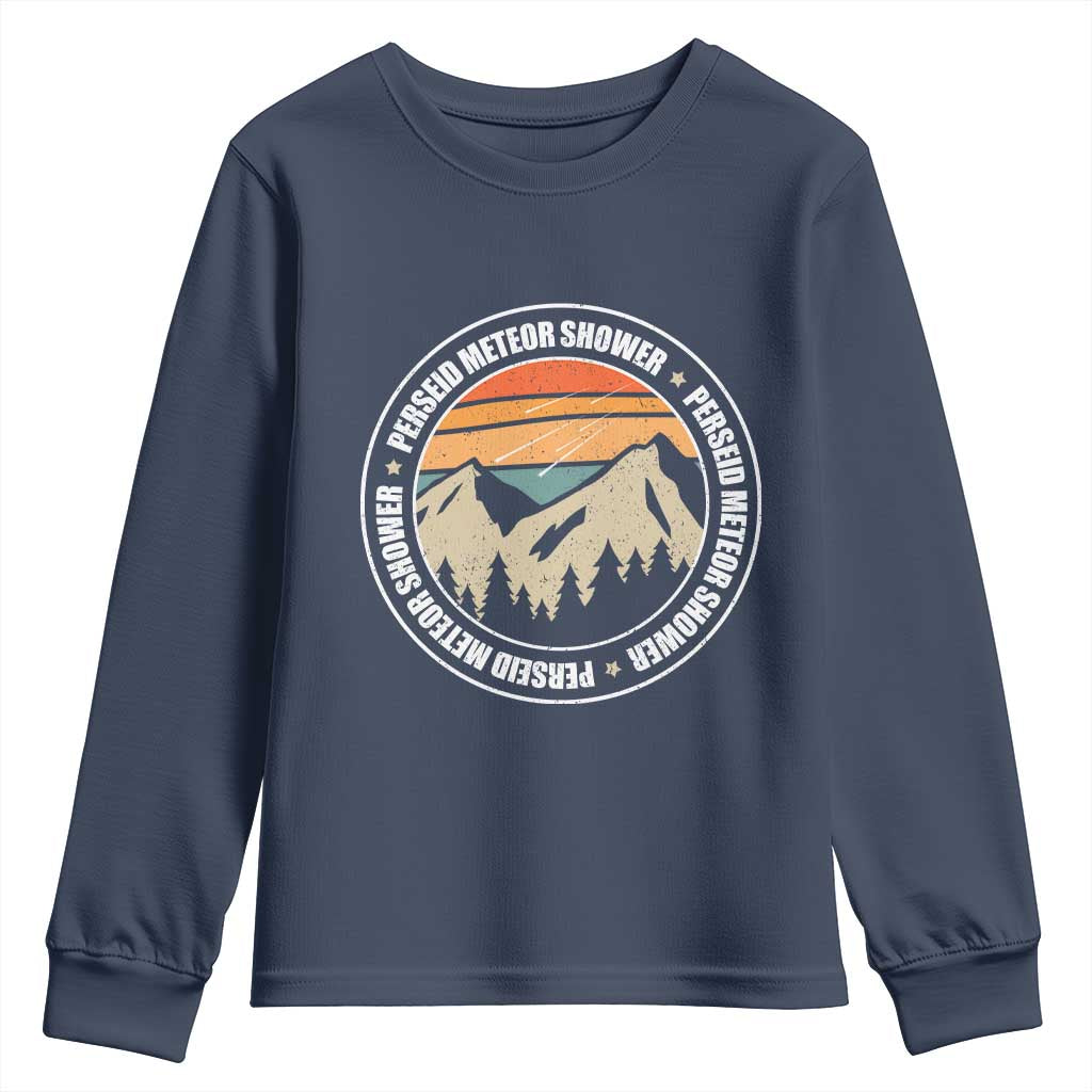 Perseid Meteor Shower Youth Sweatshirt Shooting Stars Astronomy Vintage Retro Mountain - Wonder Print Shop