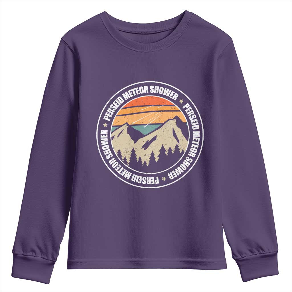 Perseid Meteor Shower Youth Sweatshirt Shooting Stars Astronomy Vintage Retro Mountain - Wonder Print Shop