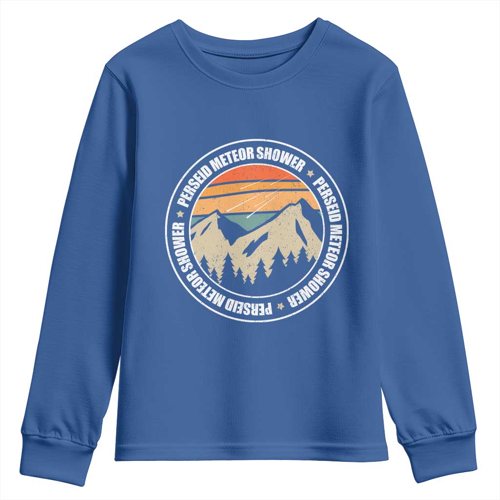 Perseid Meteor Shower Youth Sweatshirt Shooting Stars Astronomy Vintage Retro Mountain - Wonder Print Shop