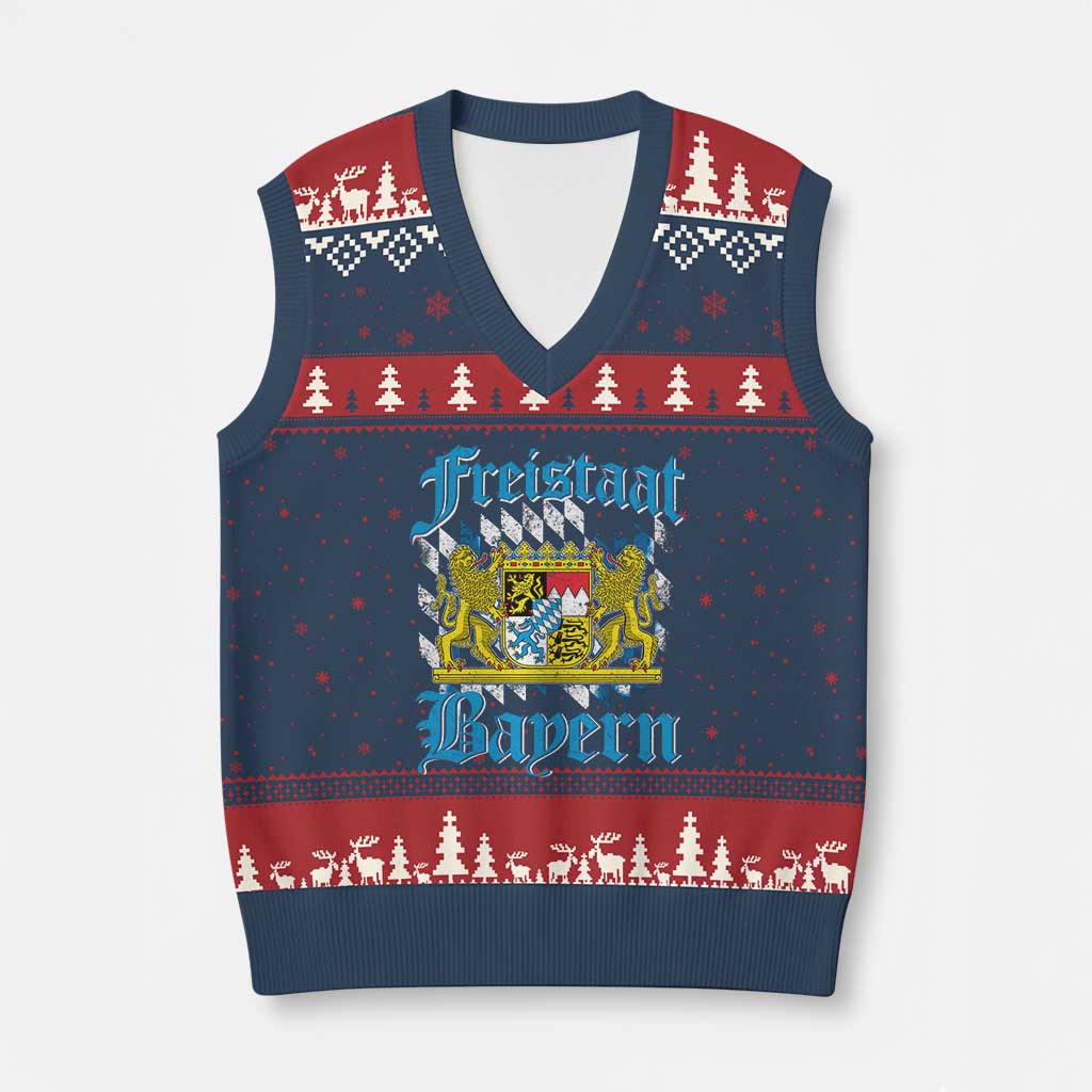 Freustaat Bayern V-Neck Knit Sweater Vest Bavaria German Munich Oktoberfest - Wonder Print Shop