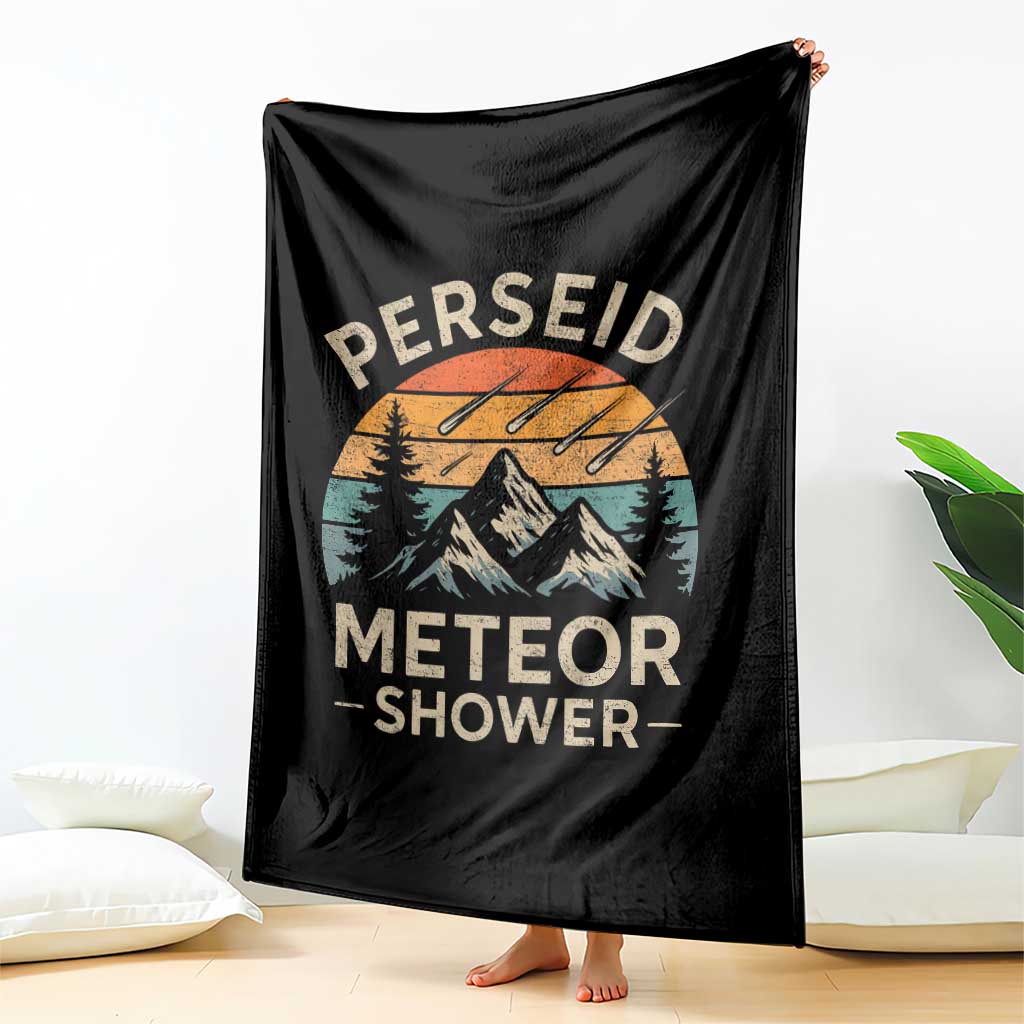 Perseid Meteor Shower Throw Blanket Shooting Stars Astronomy Vintage Mountain - Wonder Print Shop