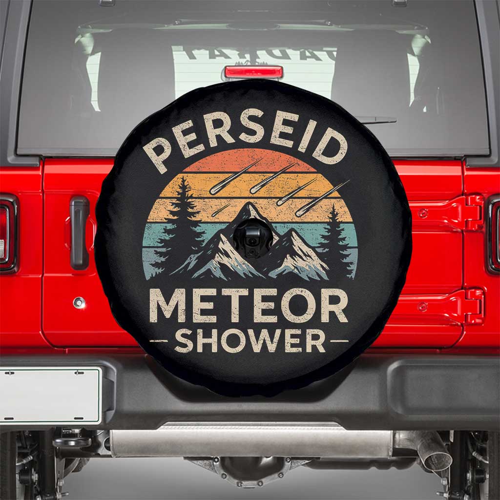 Perseid Meteor Shower Spare Tire Cover Shooting Stars Astronomy Vintage Mountain - Wonder Print Shop