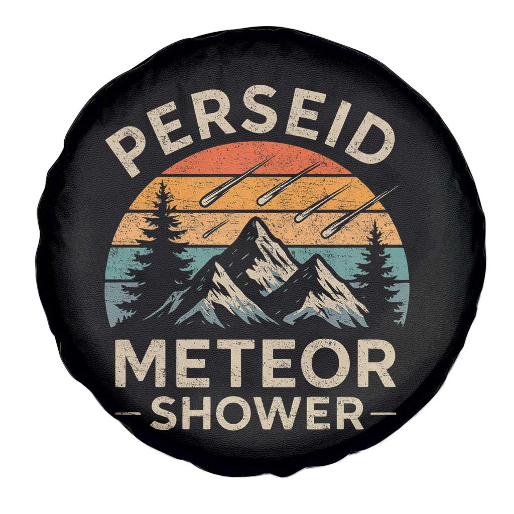 Perseid Meteor Shower Spare Tire Cover Shooting Stars Astronomy Vintage Mountain - Wonder Print Shop