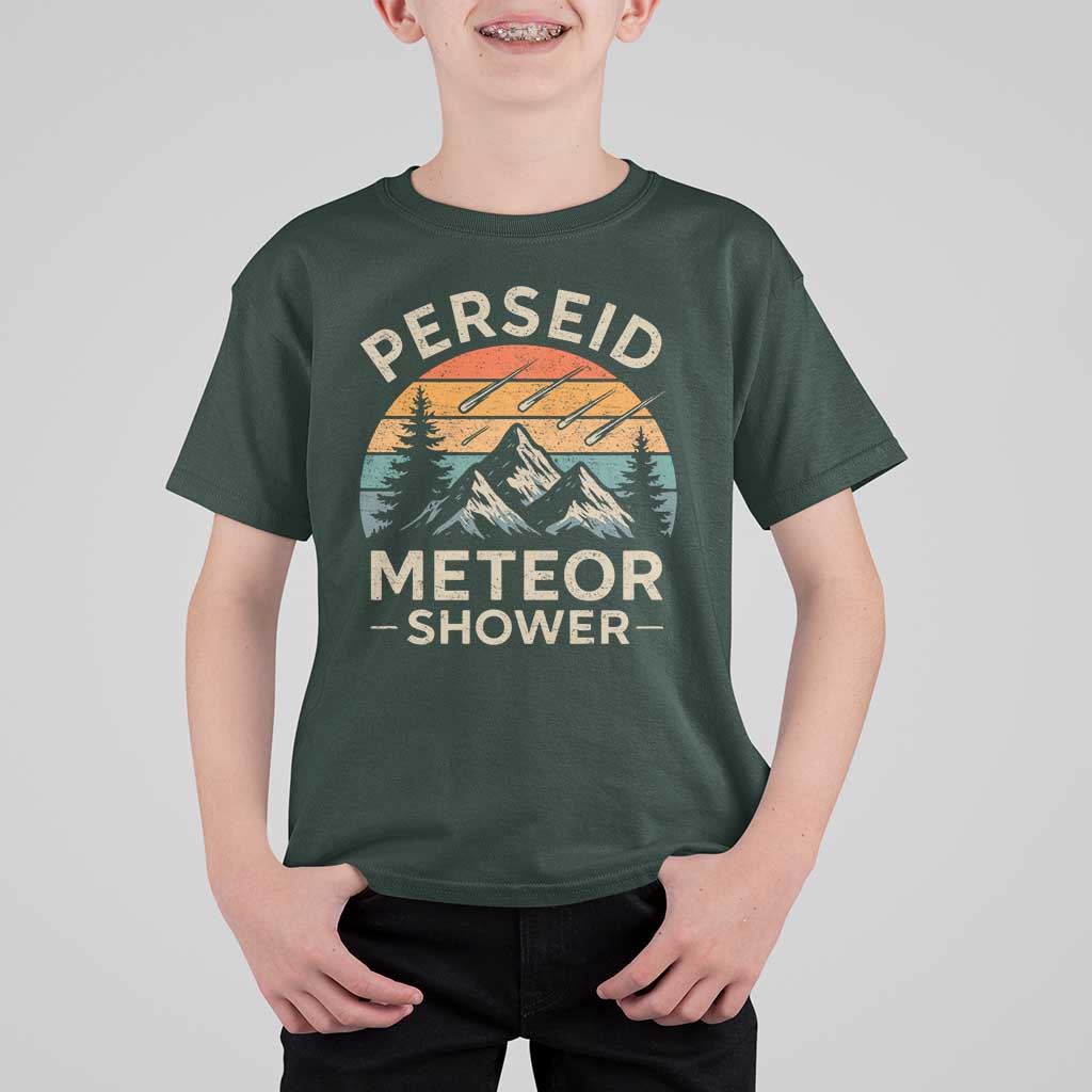 Perseid Meteor Shower T Shirt For Kid Shooting Stars Astronomy Vintage Mountain - Wonder Print Shop