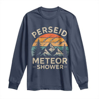 Perseid Meteor Shower Long Sleeve Shirt Shooting Stars Astronomy Vintage Mountain - Wonder Print Shop