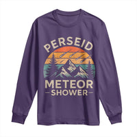 Perseid Meteor Shower Long Sleeve Shirt Shooting Stars Astronomy Vintage Mountain - Wonder Print Shop