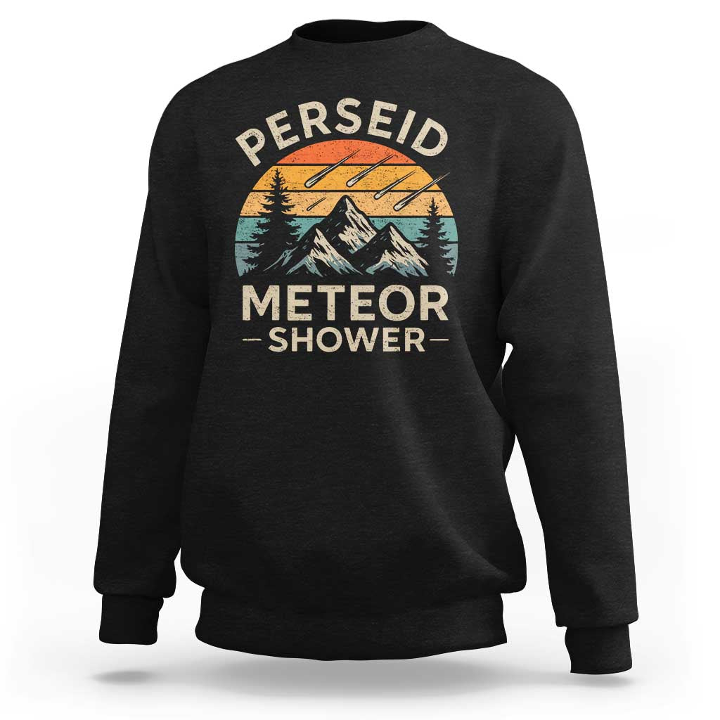 Perseid Meteor Shower Sweatshirt Shooting Stars Astronomy Vintage Mountain - Wonder Print Shop