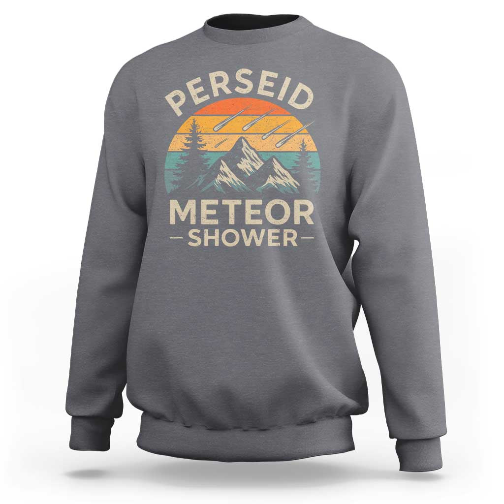 Perseid Meteor Shower Sweatshirt Shooting Stars Astronomy Vintage Mountain - Wonder Print Shop