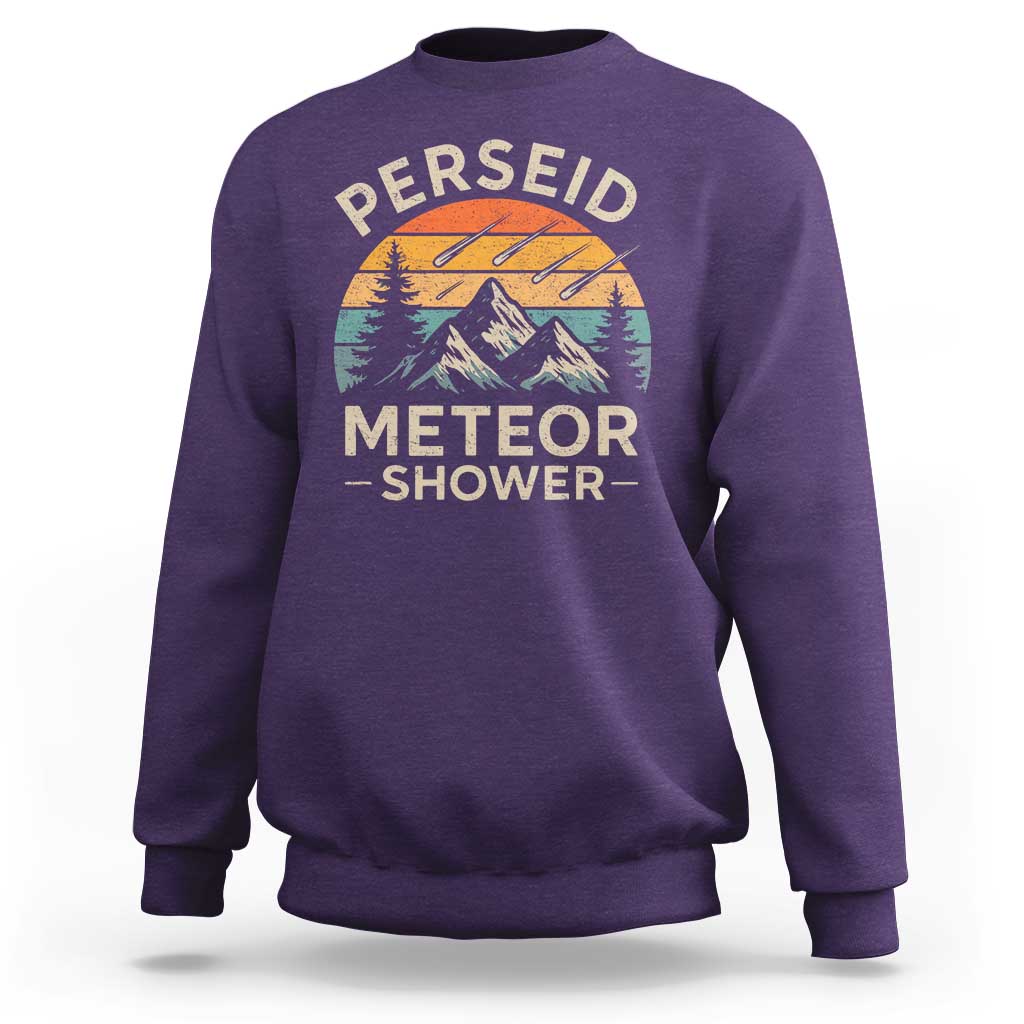 Perseid Meteor Shower Sweatshirt Shooting Stars Astronomy Vintage Mountain - Wonder Print Shop