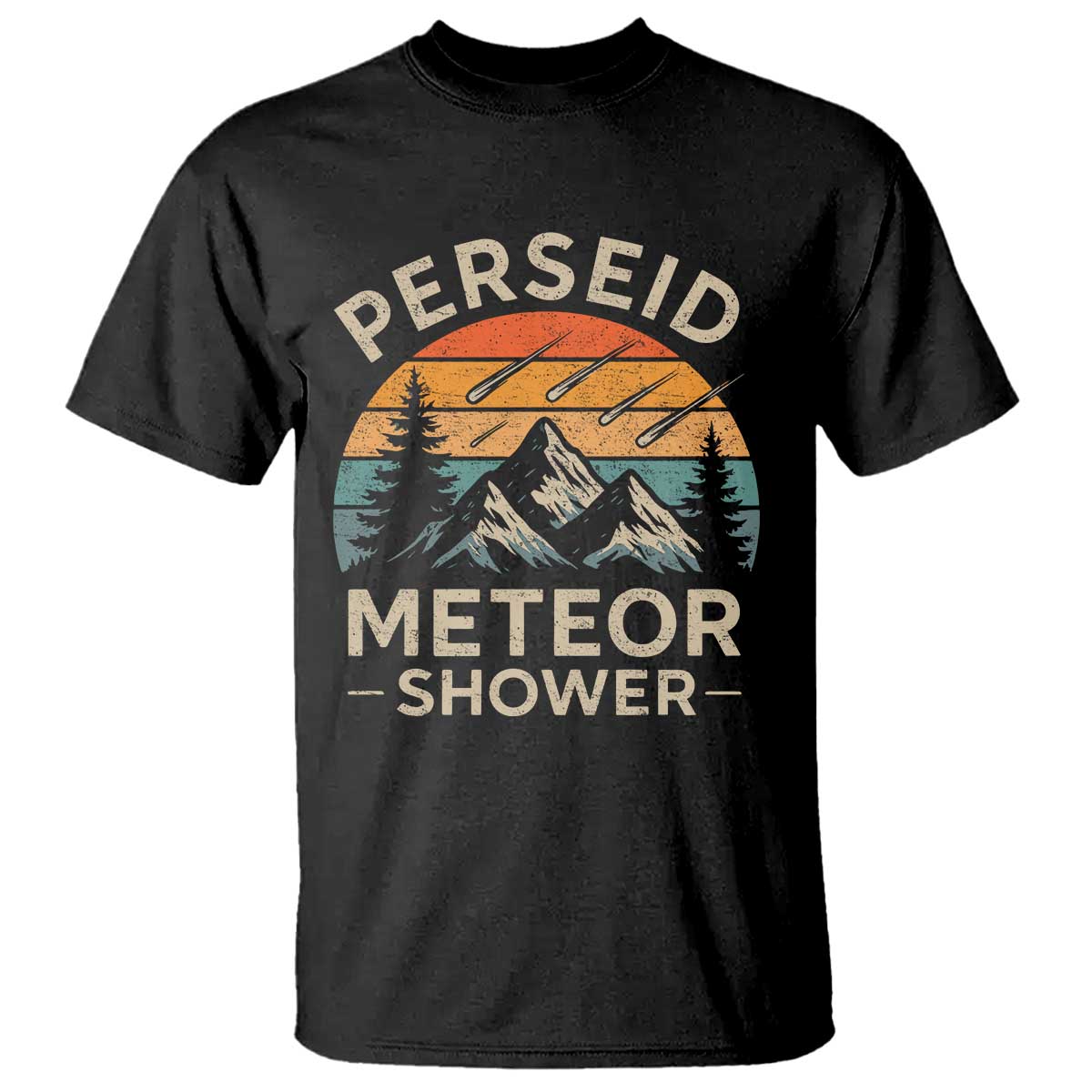 Perseid Meteor Shower T Shirt Shooting Stars Astronomy Vintage Mountain - Wonder Print Shop