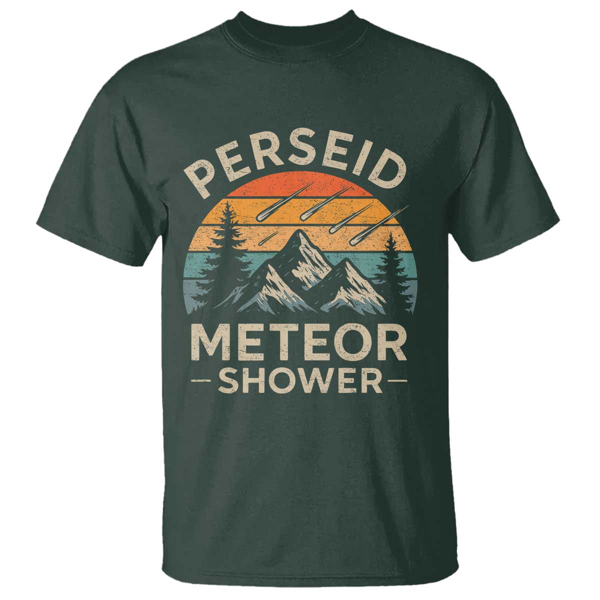 Perseid Meteor Shower T Shirt Shooting Stars Astronomy Vintage Mountain - Wonder Print Shop