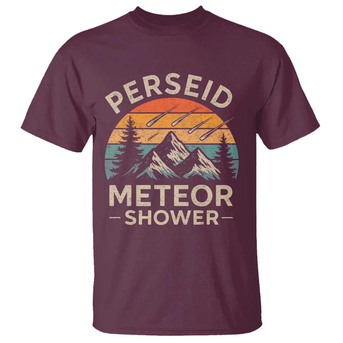 Perseid Meteor Shower T Shirt Shooting Stars Astronomy Vintage Mountain - Wonder Print Shop