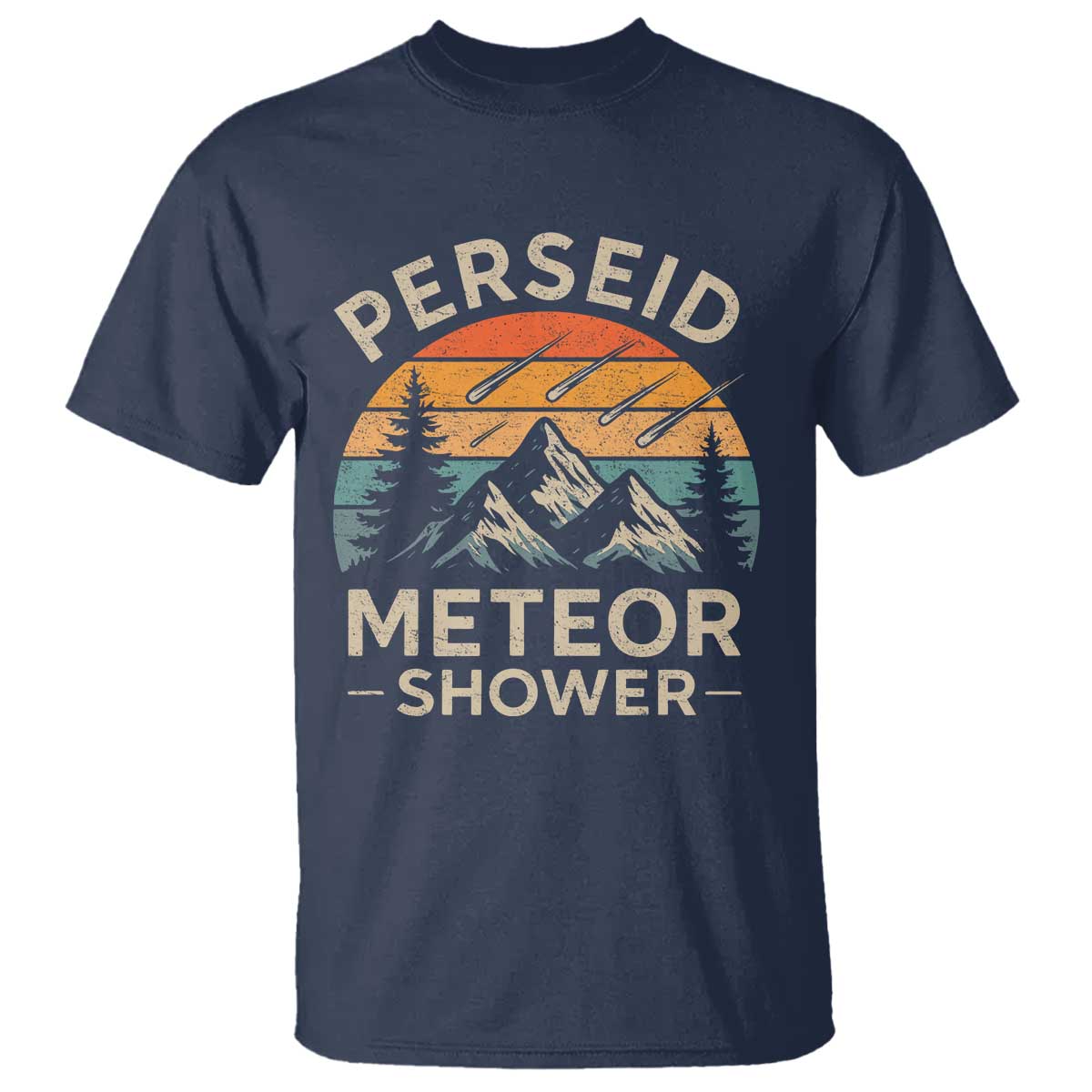 Perseid Meteor Shower T Shirt Shooting Stars Astronomy Vintage Mountain - Wonder Print Shop