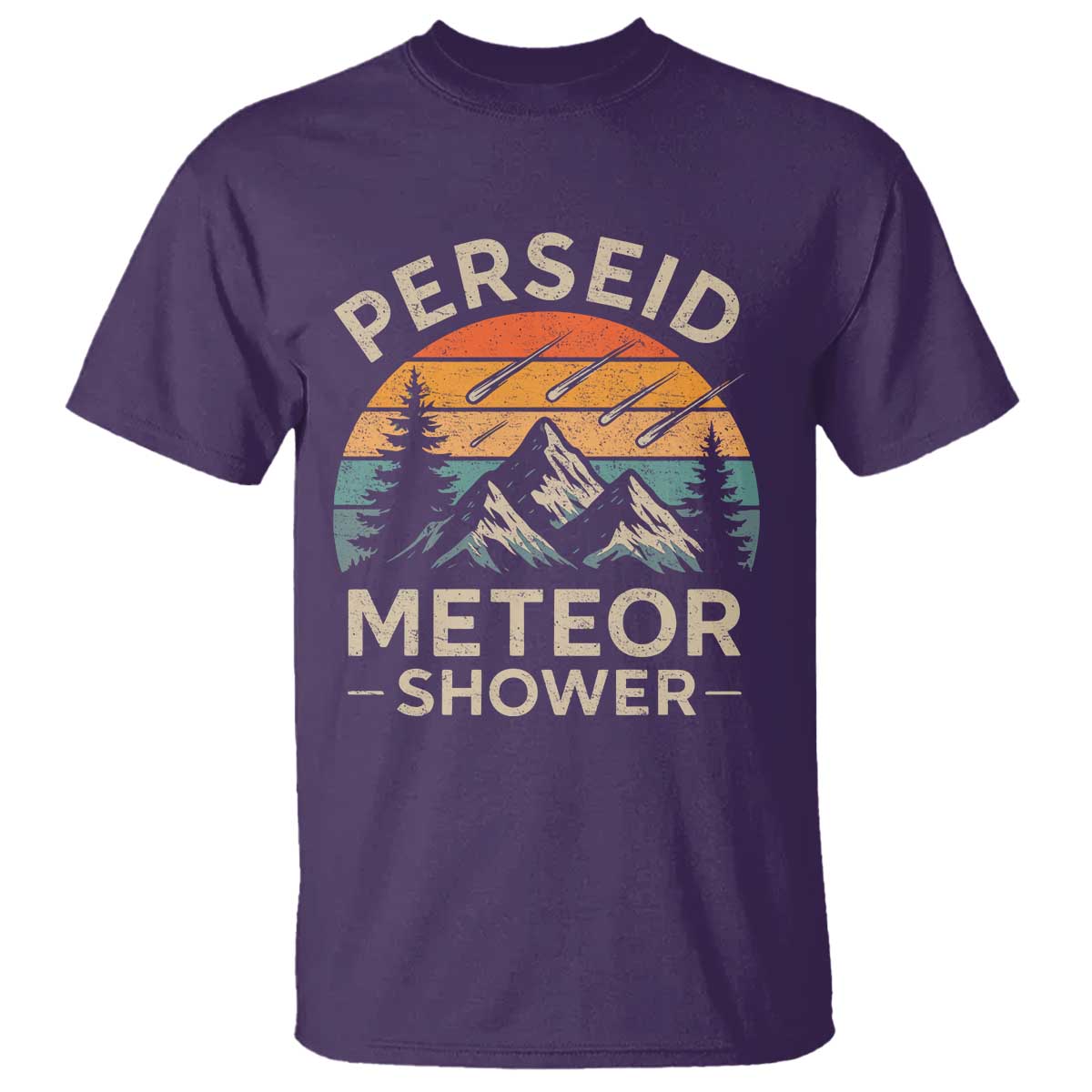 Perseid Meteor Shower T Shirt Shooting Stars Astronomy Vintage Mountain - Wonder Print Shop