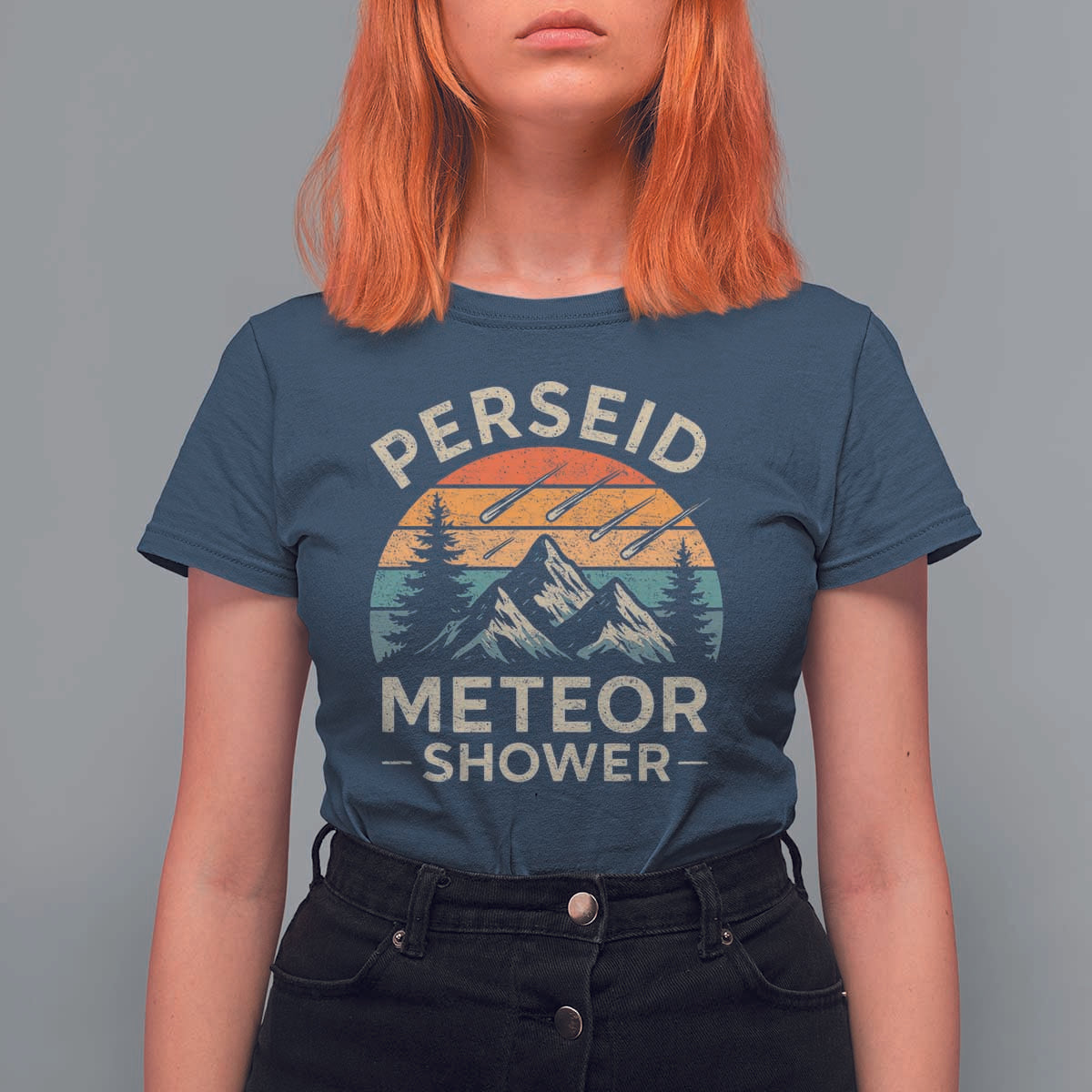 Perseid Meteor Shower T Shirt For Women Shooting Stars Astronomy Vintage Mountain - Wonder Print Shop