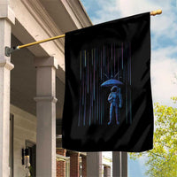 Perseid Meteor Shower Raining Astronaut With Umbrella Garden Flag - Wonder Print Shop