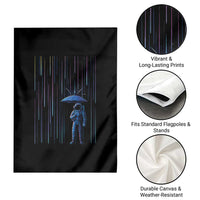 Perseid Meteor Shower Raining Astronaut With Umbrella Garden Flag - Wonder Print Shop