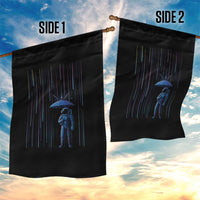 Perseid Meteor Shower Raining Astronaut With Umbrella Garden Flag - Wonder Print Shop