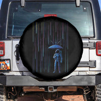 Perseid Meteor Shower Raining Astronaut With Umbrella Spare Tire Cover - Wonder Print Shop