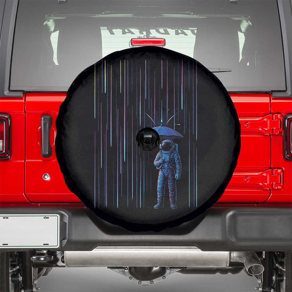 Perseid Meteor Shower Raining Astronaut With Umbrella Spare Tire Cover - Wonder Print Shop