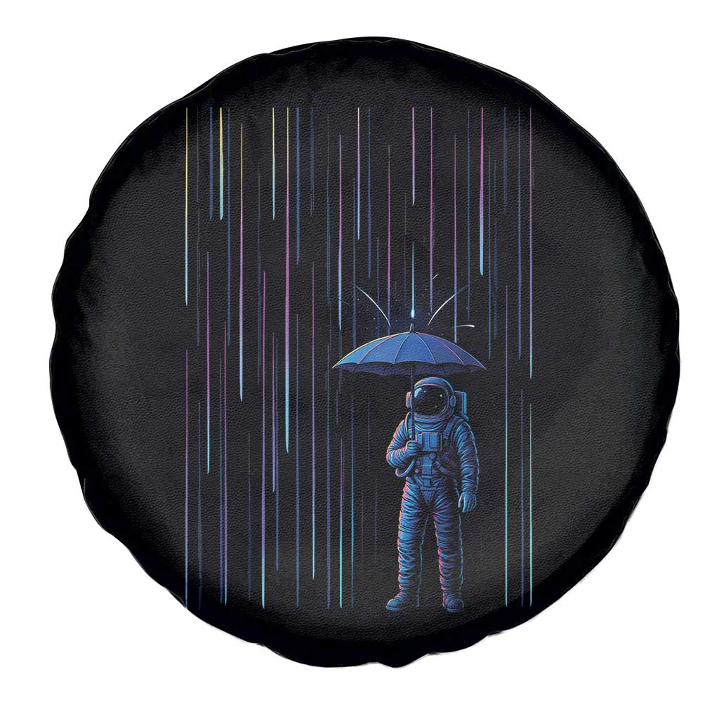 Perseid Meteor Shower Raining Astronaut With Umbrella Spare Tire Cover - Wonder Print Shop