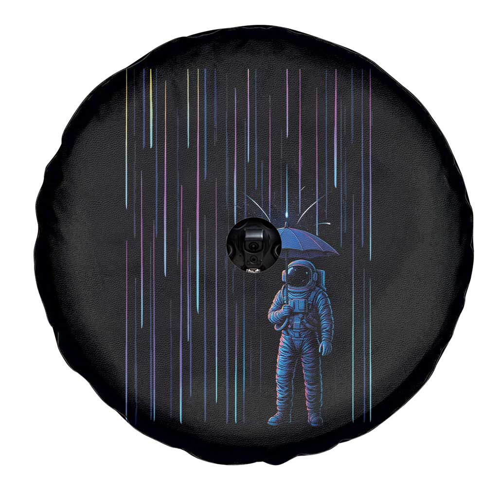 Perseid Meteor Shower Raining Astronaut With Umbrella Spare Tire Cover - Wonder Print Shop