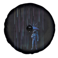Perseid Meteor Shower Raining Astronaut With Umbrella Spare Tire Cover - Wonder Print Shop