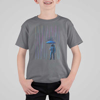Perseid Meteor Shower Raining Astronaut With Umbrella T Shirt For Kid - Wonder Print Shop