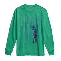 Perseid Meteor Shower Raining Astronaut With Umbrella Long Sleeve Shirt - Wonder Print Shop